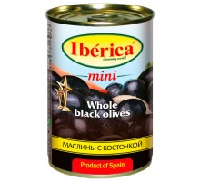 Iberica Mini Whole Black Olives 10.58 Oz. Can