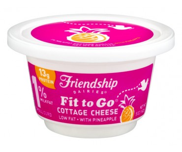 Friendship Dairies Fit To Go 1% Milkfat Cottage Cheese With Pineapple Small Curd 5 Oz Container