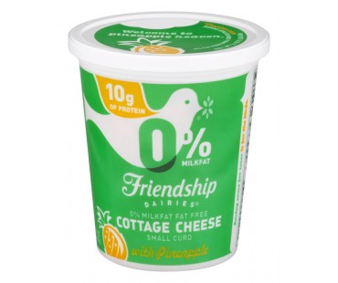 Friendship Dairies 0% Milkfat Fat Free Cottage Cheese Small Curd With Pineapple 16 Oz Container