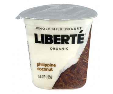 Liberte Organic Whole Milk Yogurt Philippine Coconut 5.5 Oz Package