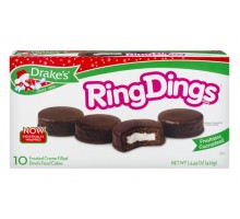 Drake's Ring Dings Frosted Creme Filled Devils Food Cakes 10 Count 14.44 Oz Box