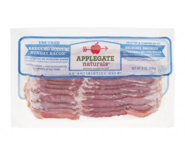 Applegate Naturals Sunday Bacon Hickory Smoked Reduced Sodium 8 Oz Package