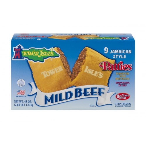 Tower Isles Jamaican Style Patties Mild Beef 9 Count 45 Oz Box