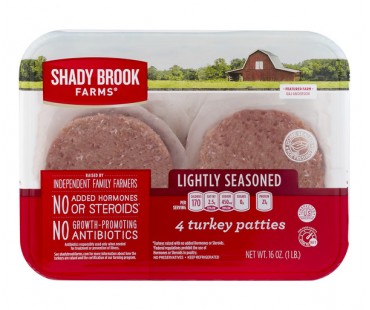 Shady Brook Farms Turkey Patties Lightly Seasoned 4 Ct 16 Oz Package