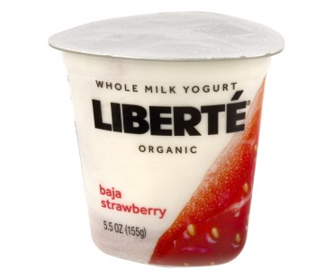 Liberte Organic Whole Milk Yogurt Baja Strawberry 5.5 Oz Container
