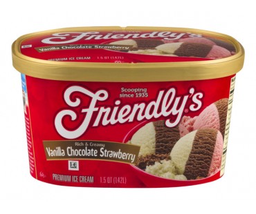 Friendly's Premium Ice Cream Vanilla Chocolate Strawberry 1.5 Qt Carton