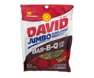 David Jumbo Sunflower Seeds Bar-B-Q 5.25 Oz Resealable Bag