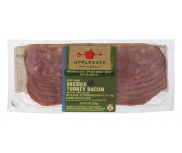 Applegate Naturals Uncured Turkey Bacon Hickory Smoked 8 Oz Shrinkwrap