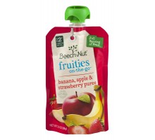Beech-Nut Fruities On-The-Go Banana Apple & Strawberry Puree Stage 2 3.5 Oz Pouch
