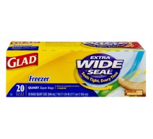 Glad Quart Zipper Bag Extra Wide Seal Freezer 20 Count Box