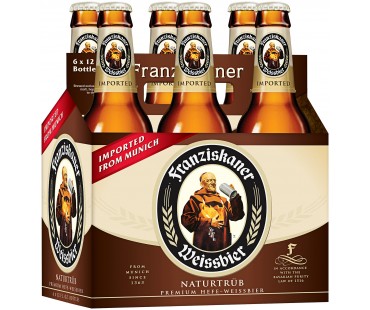 Franziskaner Beer Weissbier Naturtrub Hefe-Weissbier 12 Fl Oz 6 Pack