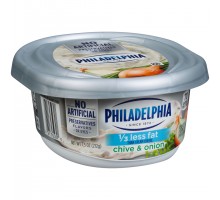 Kraft Philadelphia Reduced Fat Chive & Onion Cream Cheese Spread 7.5 Oz Plastic Tub