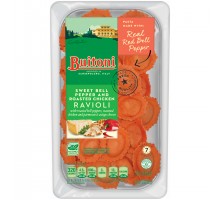 Buitoni Freshly Made. Filled With Roasted Bell Peppers, Seasoned Chicken And Parmesan & Asiago Cheeses Sweet Bell Pepper And Roasted Chicken Ravioli 9 Oz Pack