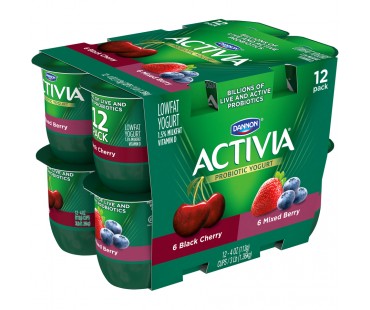 Activia Mixed Berry/Black Cherry Lowfat Probiotic Yogurt 48 Oz Sleeve