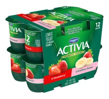 Activia Strawberry Banana/Strawberry Lowfat Probiotic Yogurt 48 Oz Sleeve