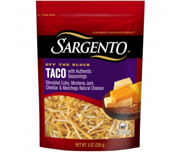 Sargento Off The Block Taco With Authentic Seasonings Shredded Cheese 8 Oz Peg
