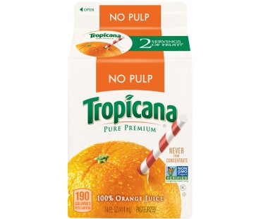 Pure Premium No Pulp Orange Juice 14 Fl Oz Carton