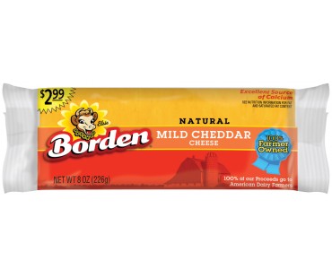 Borden Natural Mild Cheddar $3.49 Prepriced Cheese 8 Oz Brick