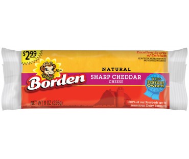 Borden Natural Sharp Cheddar Cheese 8 Oz Brick