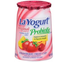 La Yogurt Probiotic Strawberry Fruit Blended Lowfat Yogurt Original 6 Oz Cup La Yogurt Probiotic Strawberry Fruit Blended Lowfat Yogurt Original 6 Oz Cup