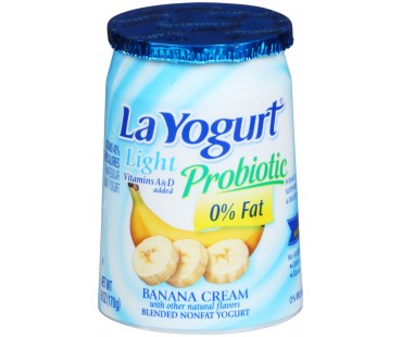 La Yogurt Light Probiotic Banana Cream Blended Nonfat Yogurt 6 Oz Cup