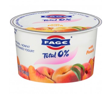 Fage Total 0% With Peach Nonfat Greek Strained Yogurt 5.3 Oz Cup