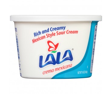 Lala Mexican Style Sour Cream 16 Oz Plastic Tub
