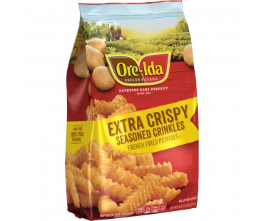 Ore-Ida Extra Crispy Seasoned Crinkle Cut Fries 26 Oz Stand Up Bag