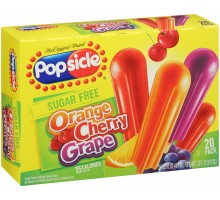 Popsicle Orange Cherry & Grape Sugar Free 1.65 Oz Ice Pops 20 Pk Box