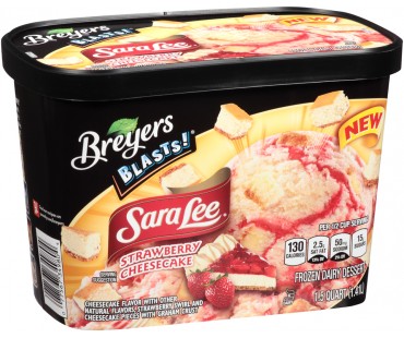 Breyers Blasts! Sara Lee Strawberry Cheesecake Frozen Dairy Dessert 48 Fl Oz Carton