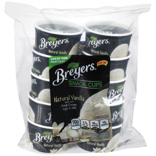 Breyers Snack Cups Natural Vanilla Ice Cream 30 Fl Oz Pack