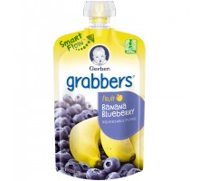 Gerber Grabbers Banana Blueberry Squeezable Puree 4.23 Oz Pouch