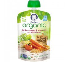 Gerber Organic 2nd Foods Organic Garden Veggies & Brown Rice With White Beans Baby Food 3.5 Oz Pouch