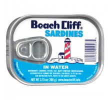 Beach Cliff In Water Sardines 3.75 Oz Can