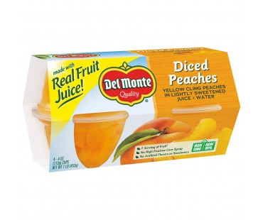 Del Monte Diced Peaches Fruit Cups 1 Lb Sleeve