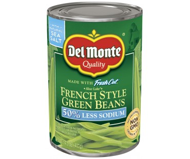 Del Monte Blue Lake French Style 50% Less Sodium Green Beans 14.5 Oz Can