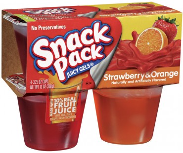 Snack Pack Strawberry & Orange Gelatin 4 Ct Juicy Gels 13 Oz Sleeve