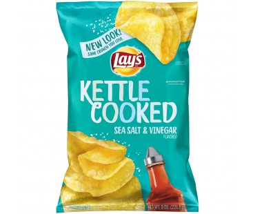 Lay's Kettle Cooked Sea Salt & Vinegar Potato Chips 8 Oz Bag