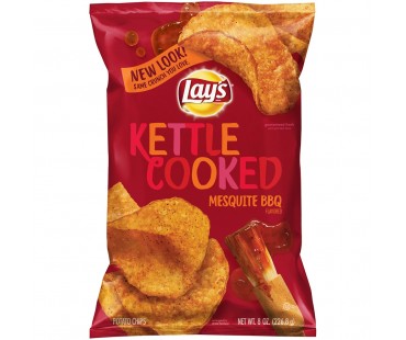 Lay's Kettle Cooked Mesquite Bbq Potato Chips 8 Oz Bag