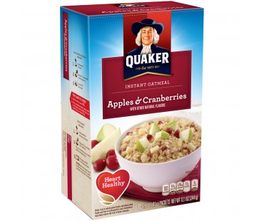 Quaker Oatmeal Apple & Cranberries Instant Oatmeal 12.1 Oz Box