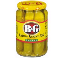B&G Kosher Dill Deluxe Spears W/Whole Spices Pickles 24 Oz Jar