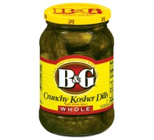 B&G Crunchy Kosher Dills Whole Pickles 16 Oz Jar