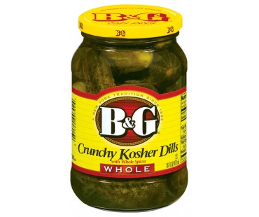 B&G Crunchy Kosher Dills Whole Pickles 16 Oz Jar