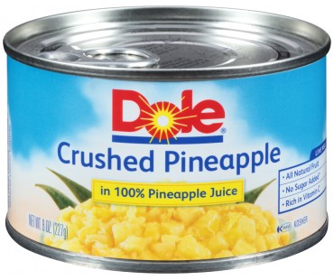 Dole Crushed In 100% Pineapple Juice Pineapple 8 Oz Pull-Top Can