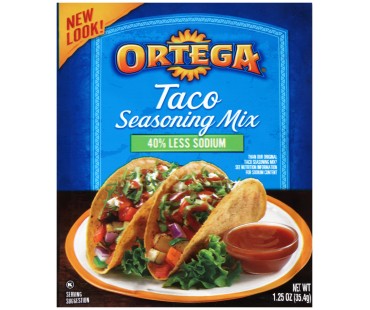 Ortega Taco 40% Less Sodium Seasoning Mix 1.25 Oz Packet