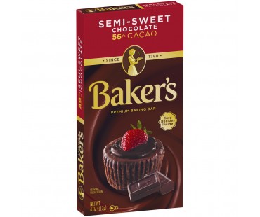 Baker's Premium Semi-Sweet Chocolate Baking Bar 4 Oz Box
