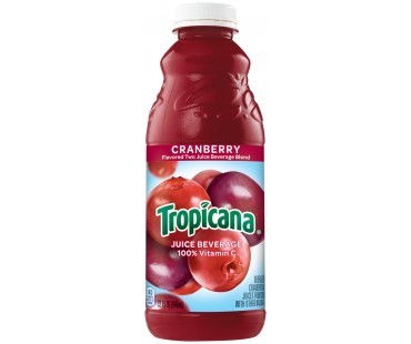 Tropicana Cranberry Flavored Two Juice Beverage Blend Juice 32 Oz Plastic Bottle