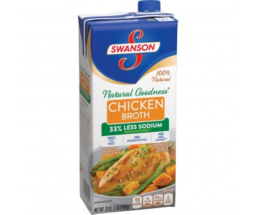Swanson Natural Goodness 33% Less Sodium Chicken Broth 32 Oz Carton