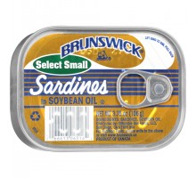 Brunswick Select Small In Soybean Oil Sardines 3.75 Oz Can