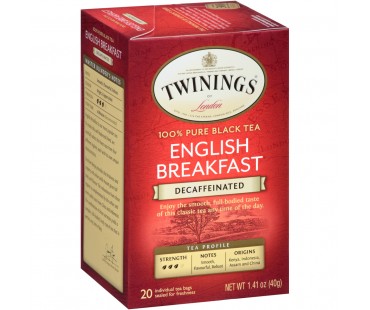 Twinings Of London English Breakfast Decaffeinated Tea Bags 1.41 Oz Box